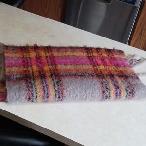 NATURAL LIFE Vibrant Plaid Scarf with Pink and Yellow